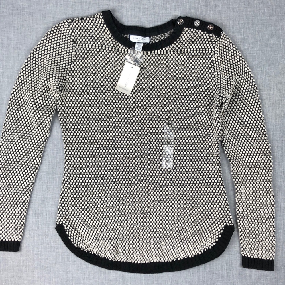 Petite Size Charter Club Bi-Colored Stitch Sweater - Picture 2 of 4